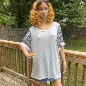 Haptics Short Sleeve Light Blue With Accents Top size 2X